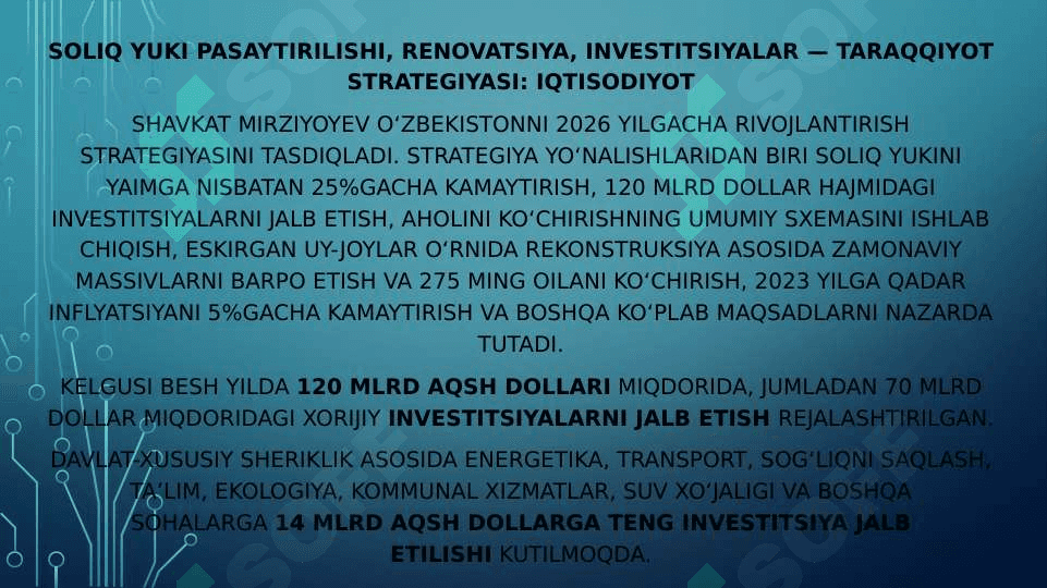 O‘zbekiston respublikasining investitsion tizimi 8