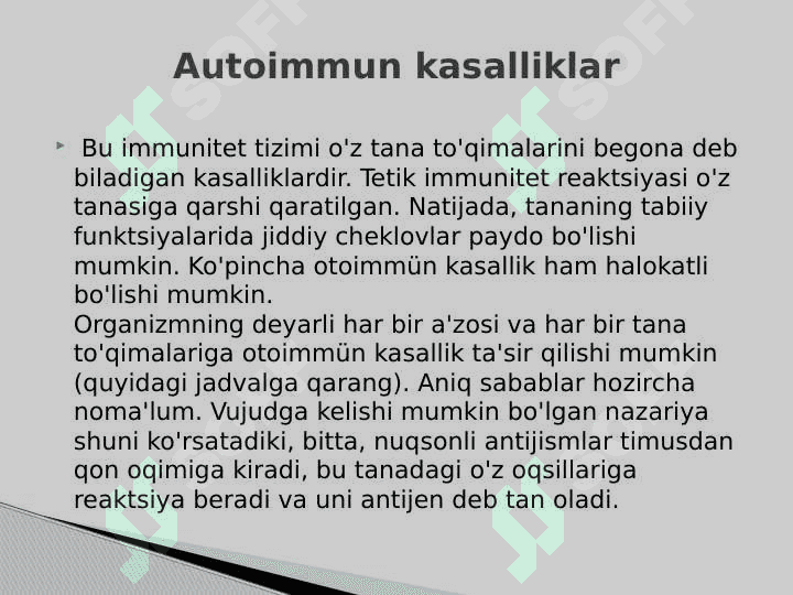 AUTOIMMUN VA ALLERGIK KASALLIKLAR KELIB CHIQISHI, KECHISHI, DIAGNOSTIKASI 2