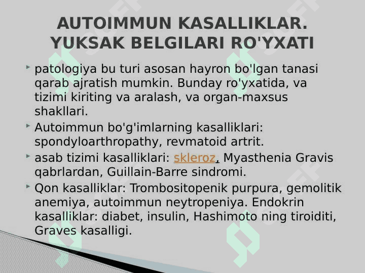 AUTOIMMUN VA ALLERGIK KASALLIKLAR KELIB CHIQISHI, KECHISHI, DIAGNOSTIKASI 5
