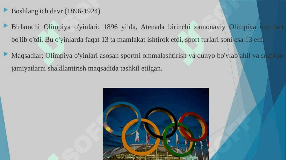 OLIMPIYA O'YINLARINING XUSUSIYATLARI 1896 DAN XOZIRGI DAVRGACHA 3