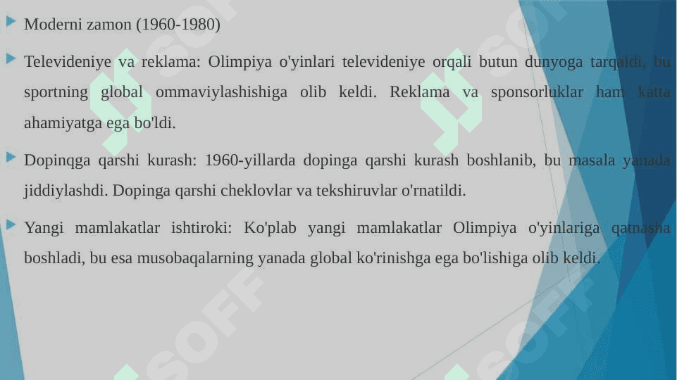 OLIMPIYA O'YINLARINING XUSUSIYATLARI 1896 DAN XOZIRGI DAVRGACHA 5
