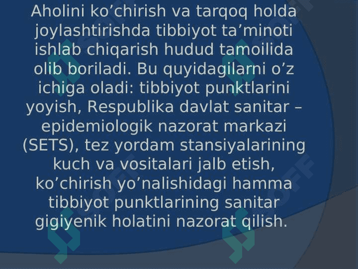 AHOLINI DUSHMAN TAJOVUZI XAVFI PAYTIDA VA SHIKASTLANGAN AHOLINI DAVOLASH-KO’CHIRISH VA TIBBIY TA’MINLASH 4