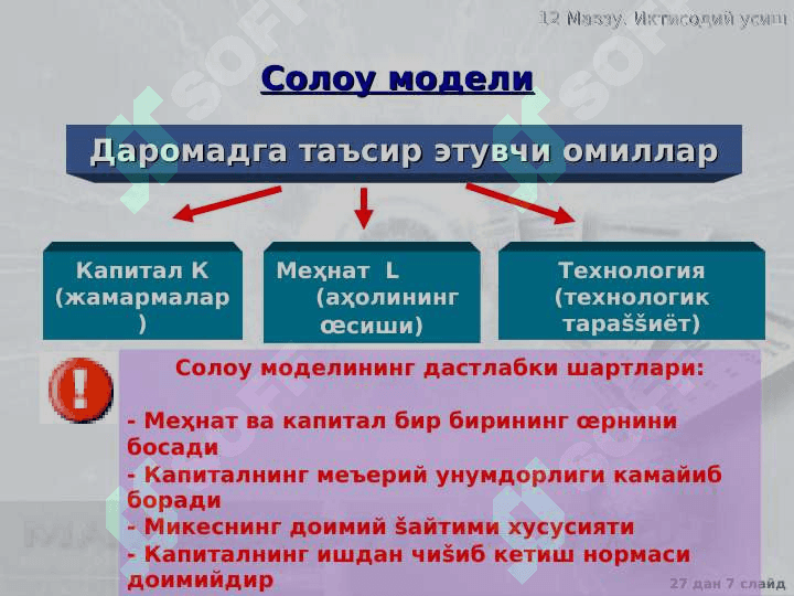Иқтисодий ўсишнинг неоклассик моделлари 7