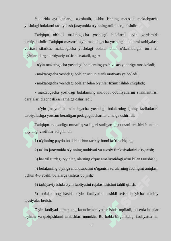 O’yinning maktabgacha ta’lim muassasasidagi pedagogik jarayonidagi o’rni 3