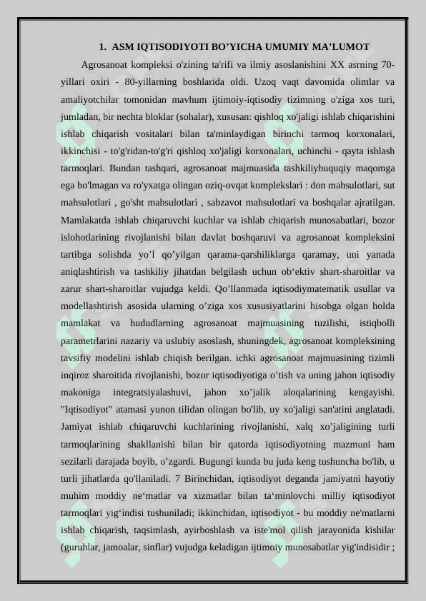 ASM DA YER VA SUV RESURSLARI. ULARDAN SAMARALI FOYDALANISH YO‘LLAR-2chisi 3