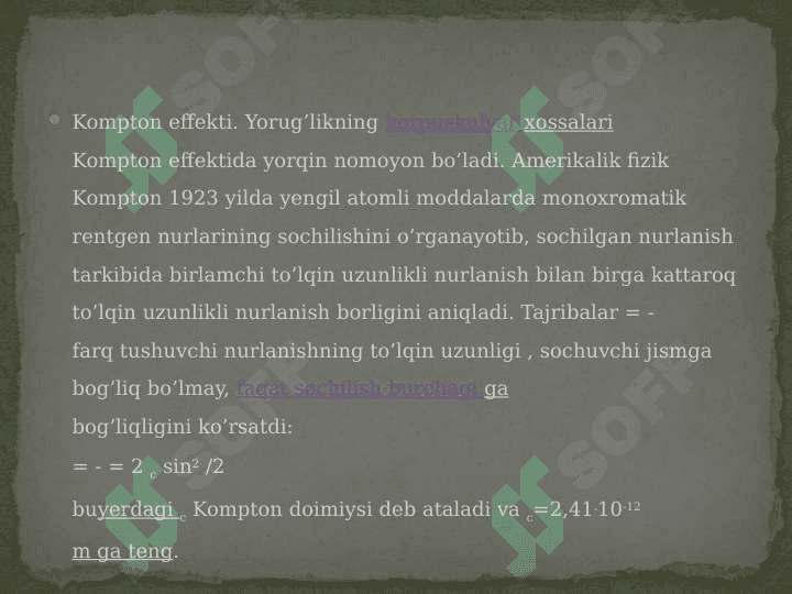 Yorugʻlik bosimi. Lebedev tajribasi 8