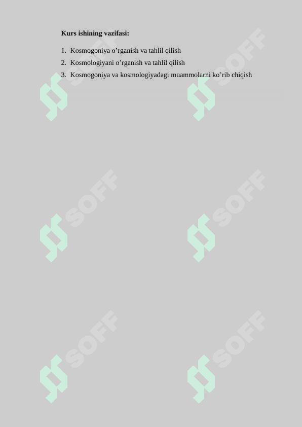 Kosmogoniya va kosmologiya boʻlimlarini oʻrganish 3