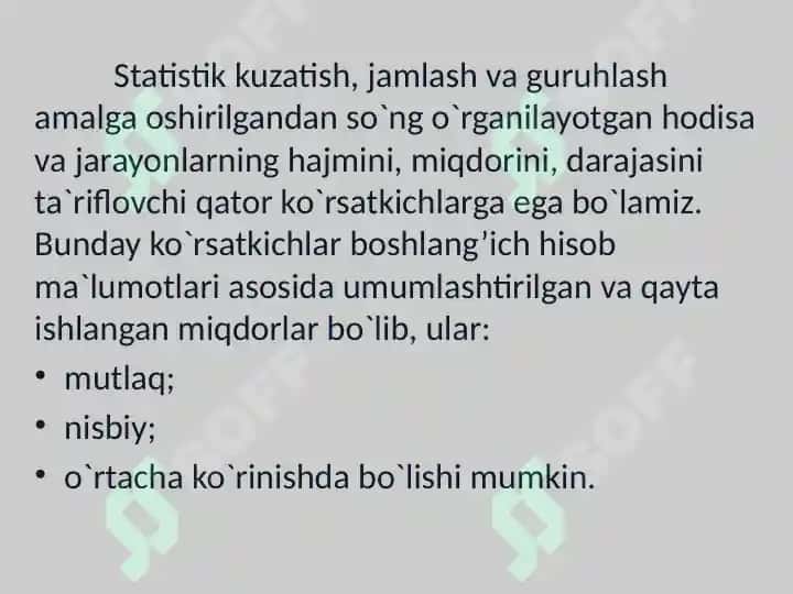 Statistik Ko'rsatkichlar 2