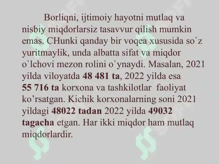 Statistik Ko'rsatkichlar 5