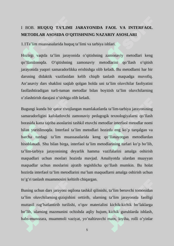 HUQUQ TA'LIMI JARAYONIDA FAOL VA INTERFAOL METODLARDAN FOYDALANISHNING XUSUSIYATLARI 5