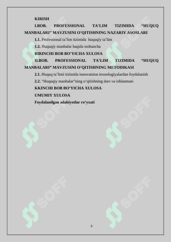 PROFESSIONAL TA’LIM TIZIMIDA “HUQUQ MANBALARI” MAVZUSINI O‘QITISHNING NAZARIY VA AMALIY MASALALARI 2