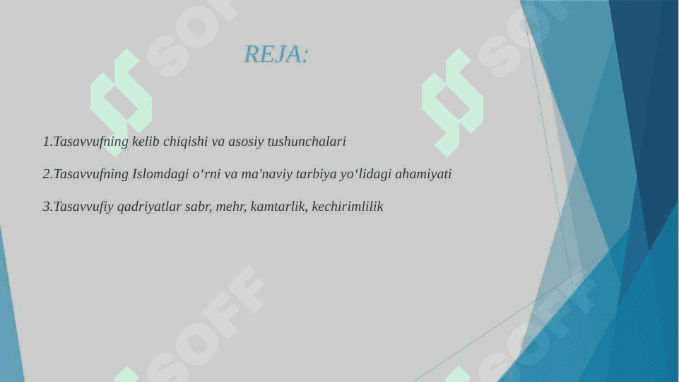 Tasavuf va hozirgi zamon. Islom inson manaviy madaniyatini rivojlantirish omili sifatida 2 2