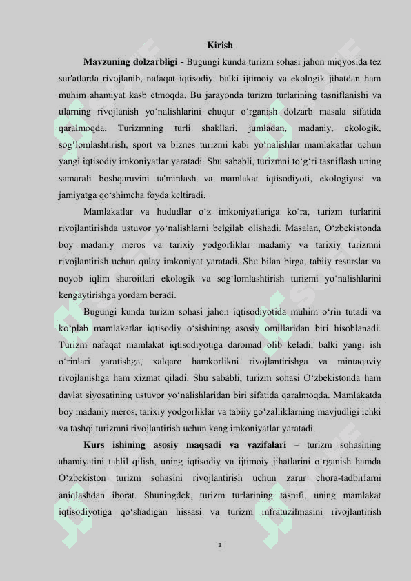 TURIZM SOHASINING TASNIFLANISHI VA TURLARI 2