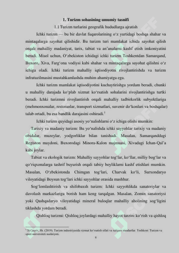 TURIZM SOHASINING TASNIFLANISHI VA TURLARI 5