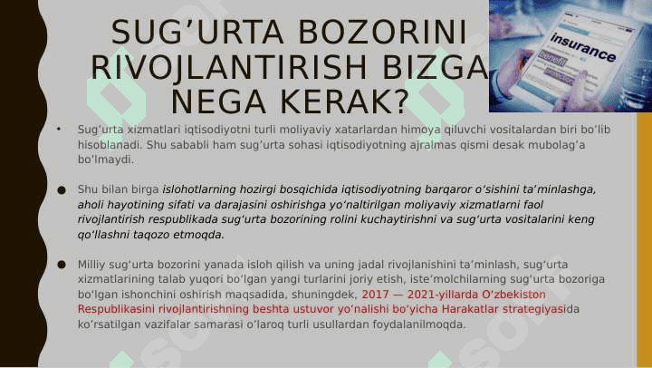 Sug'urta bozorining tarkibi, holati va muammolari 3
