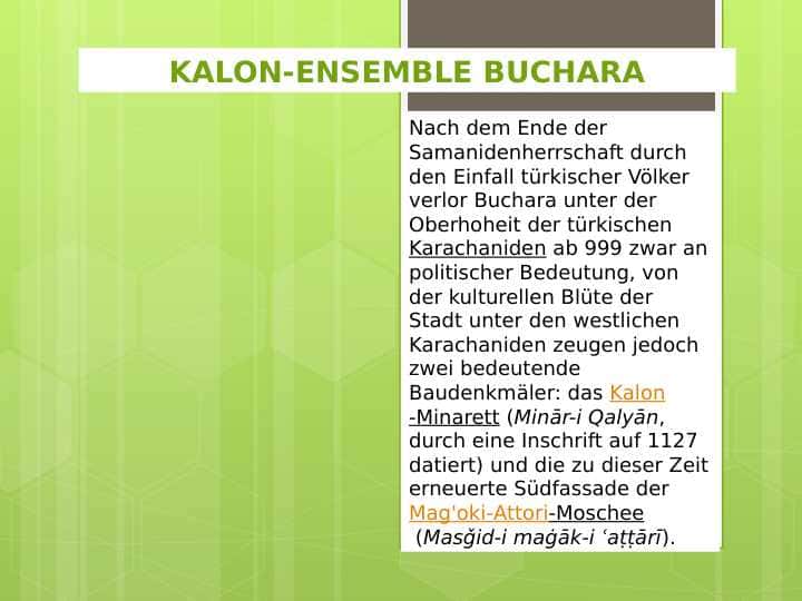 KALON-ENSEMBLE BUCHARA. 1