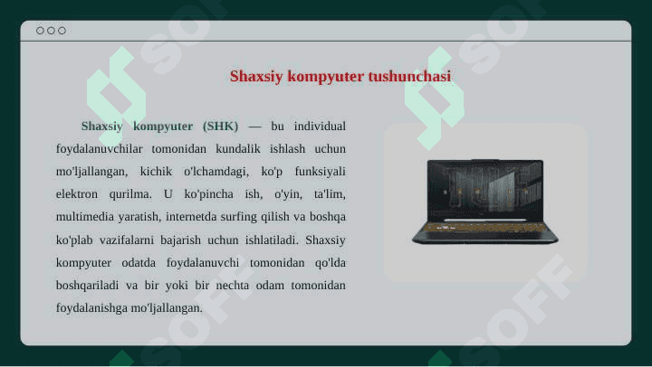 Shaxsiy kompyuter tashkiliy qismlari 3