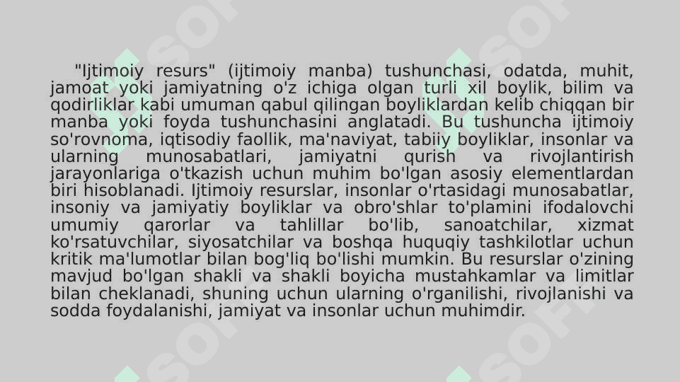 IJTIMOIY RESURSLAR, ULARNI AMALGA OSHIRISH YO’LLARI 6