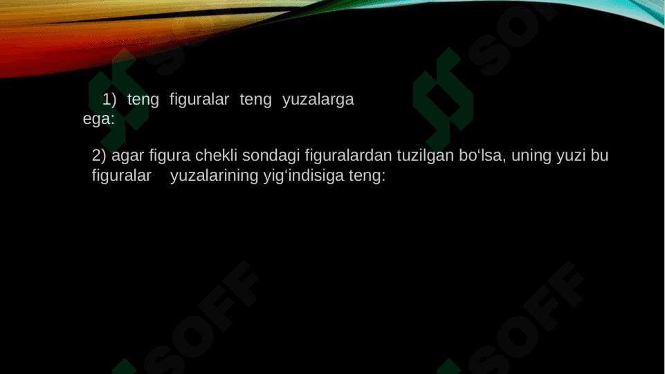 Figuralarning yuzi. Figuralarning yuzini olchash usullari 5