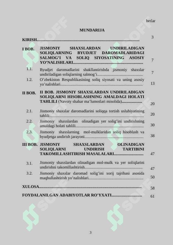 Jismoniy shaxslardan olinadigan soliqlar va ularni takomillashtirish yo'llari. 2