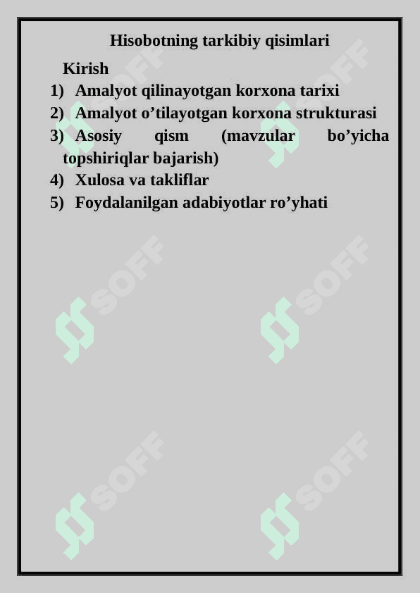 BUXGALTERIYA HISOBI VA AUDIT  MALAKAVIY AMALIYOT HISOBOTI 2