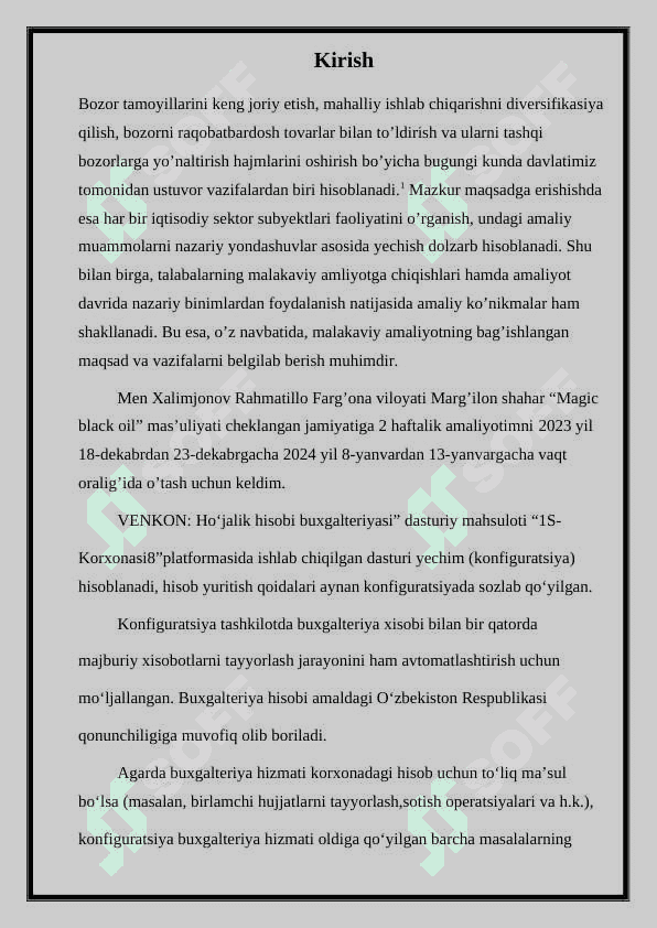 BUXGALTERIYA HISOBI VA AUDIT  MALAKAVIY AMALIYOT HISOBOTI 3