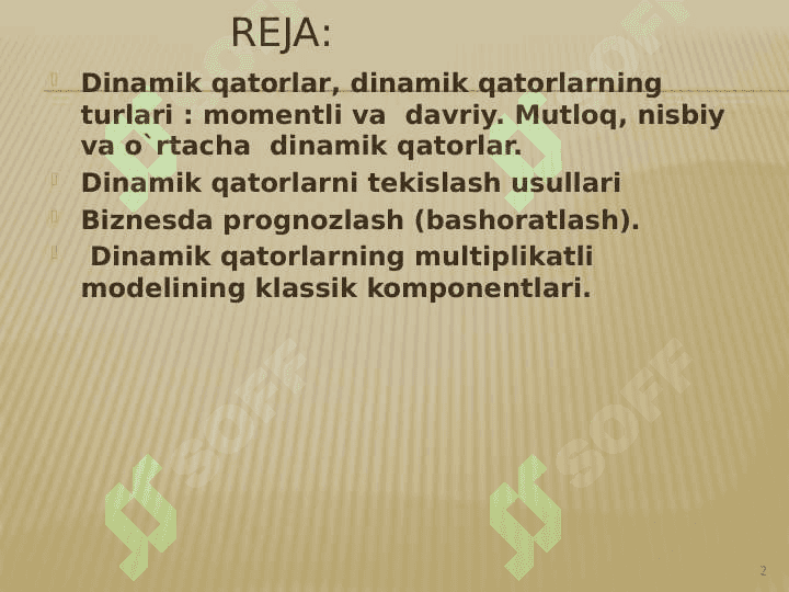 Vaqtli qatorlar 2