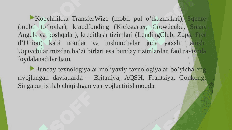 RAQAMLI IQTISODIYOTDA FINTECH MOLIYAVIY TEXNOLOGIYALARI 4