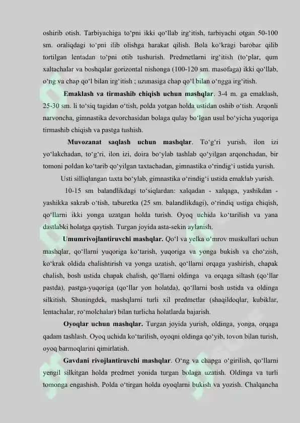 Maktabgacha yoshdagi bolalar uchun asosiy harakatlar 7