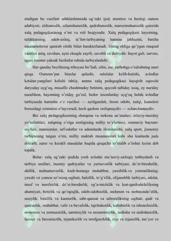 O’zbek xalq pedagogikasi va islom ta’limotida ijtimoiy pedagogik g’oyalar 8