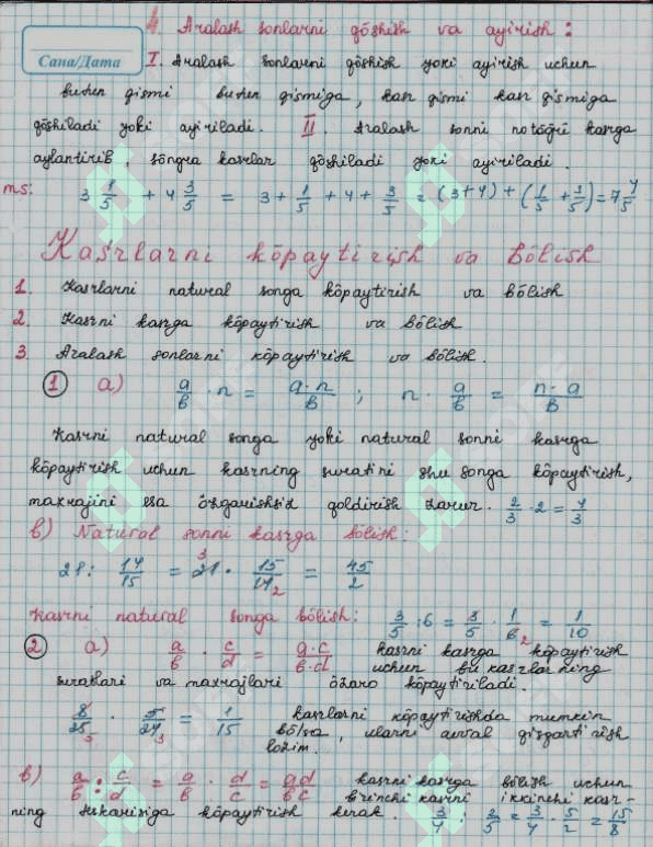 Matematik yozma qo'llanma 8