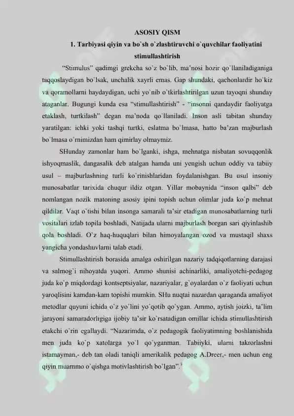 Tarbiyasi qiyin va bo`sh o`zlashtiruvchi o`quvchilar bilan pedagogik faoliyat olib borish metodikasi 5
