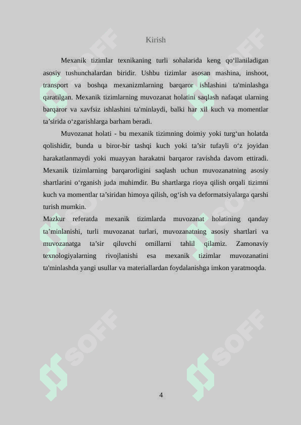 Mexanik tizimning muvozanati shartlari 4