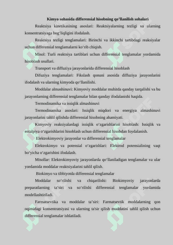 Kimyoda differensial hisob tatbiqlari 3