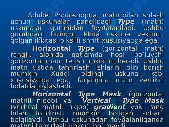 ADABE PHOTOSHOP MATN VA KONTURLAR BILAN ISHLASH 4