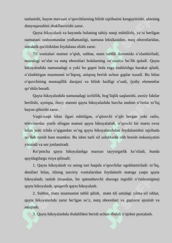 O’QISH DARSTURIDA QAYTA HIKOYALAR TURLARIDAN FOYDALANISH 4