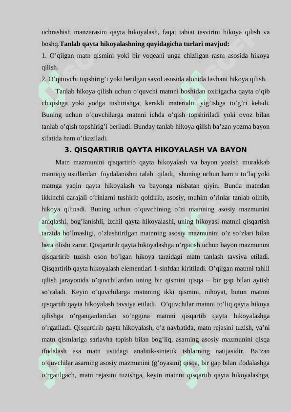O’QISH DARSTURIDA QAYTA HIKOYALAR TURLARIDAN FOYDALANISH 7