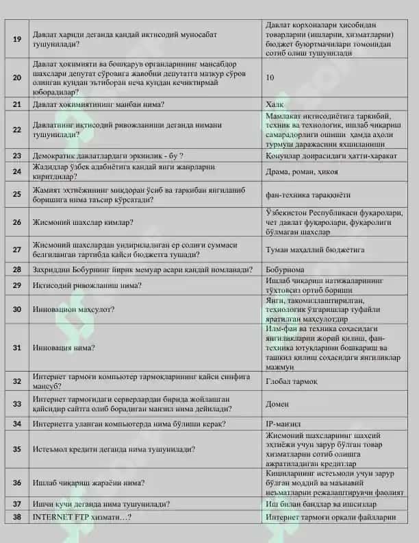 Argos 1000 talik test, javoblari bilan. Davlat xizmatchisi 2025 2