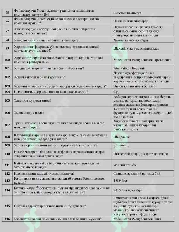 Argos 1000 talik test, javoblari bilan. Davlat xizmatchisi 2025 6