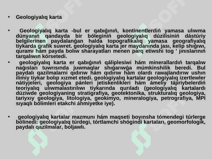 Geologiyalıq kartalar hám shartli belgiler 2