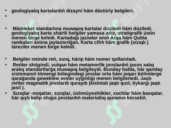 Geologiyalıq kartalar hám shartli belgiler 6