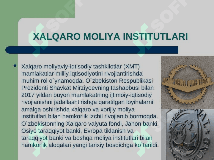 XALQARO MOLIYA INSTITUTLARI O‘RTASIDAGI ALOQALAR 2