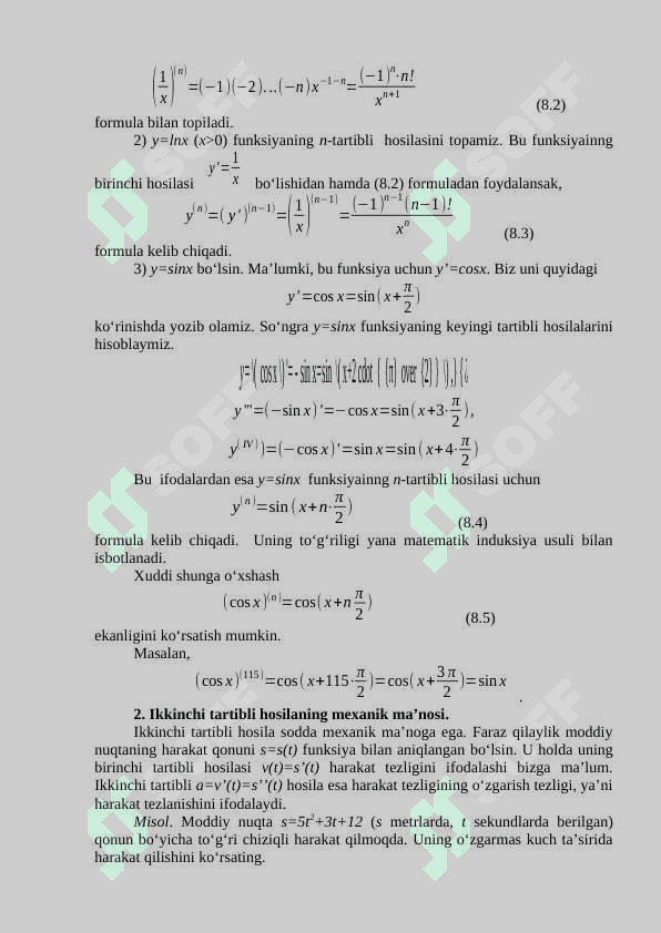 Yuqori tartibli hosilalar 3