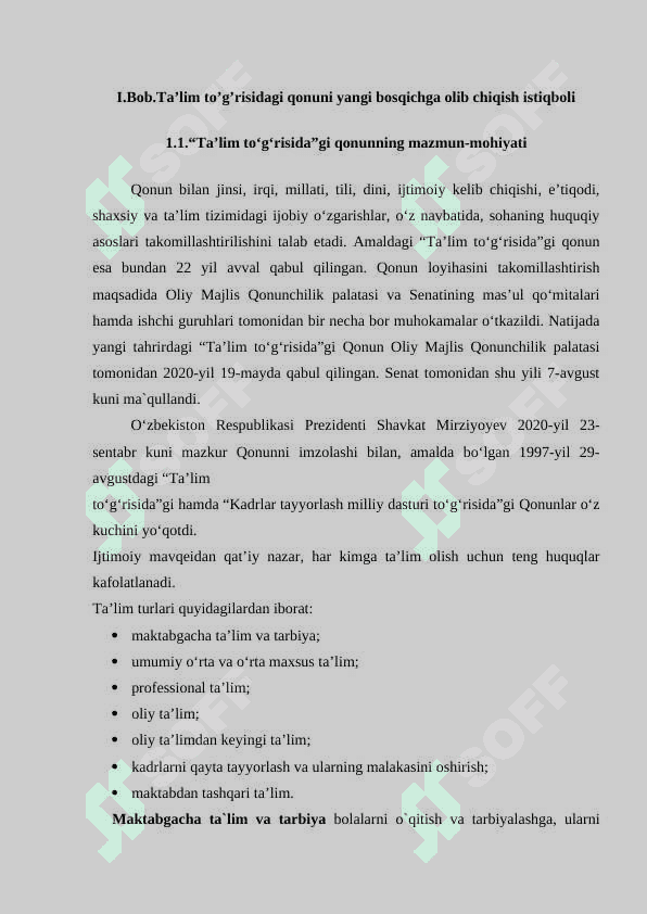 YANGI TAHRIRDAGI “TA’LIM TO’G’RISIDA”GI QONUN MOHIYATI 4