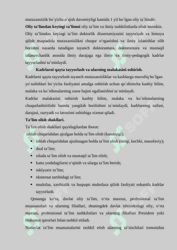 YANGI TAHRIRDAGI “TA’LIM TO’G’RISIDA”GI QONUN MOHIYATI 6