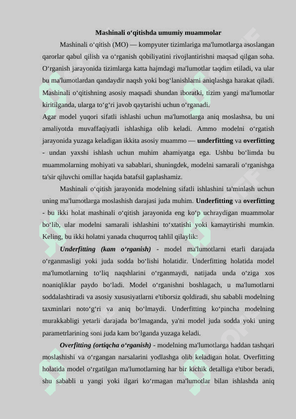 Mashinali o‘qitishda Underfitting va Overfitting muammolari. Bias va Variance tushunchalari 4