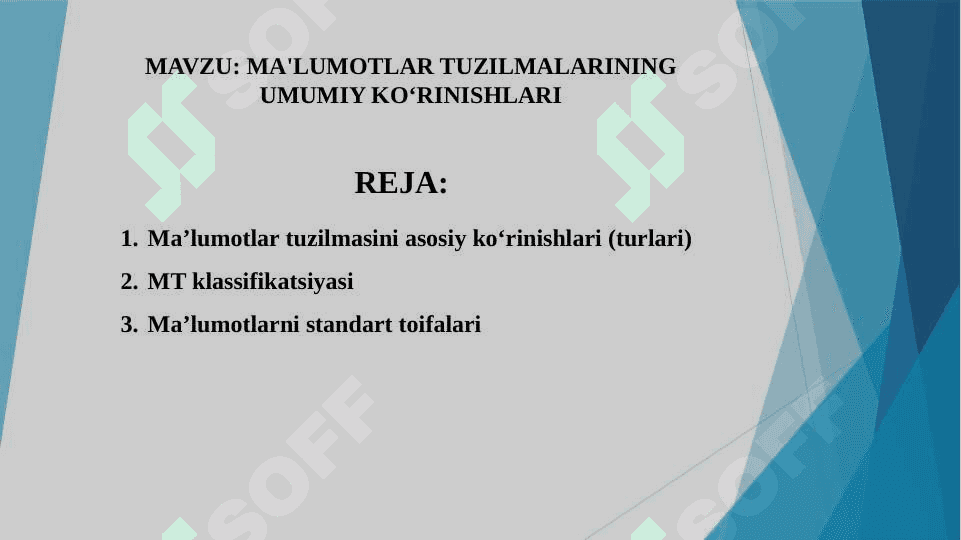 MA'LUMOTLAR TUZILMALARINING UMUMIY KOʻRINISHLARI 2
