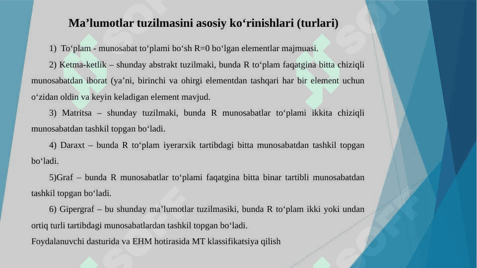 MA'LUMOTLAR TUZILMALARINING UMUMIY KOʻRINISHLARI 3