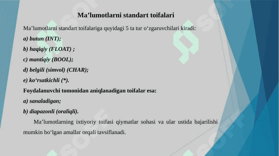 MA'LUMOTLAR TUZILMALARINING UMUMIY KOʻRINISHLARI 7