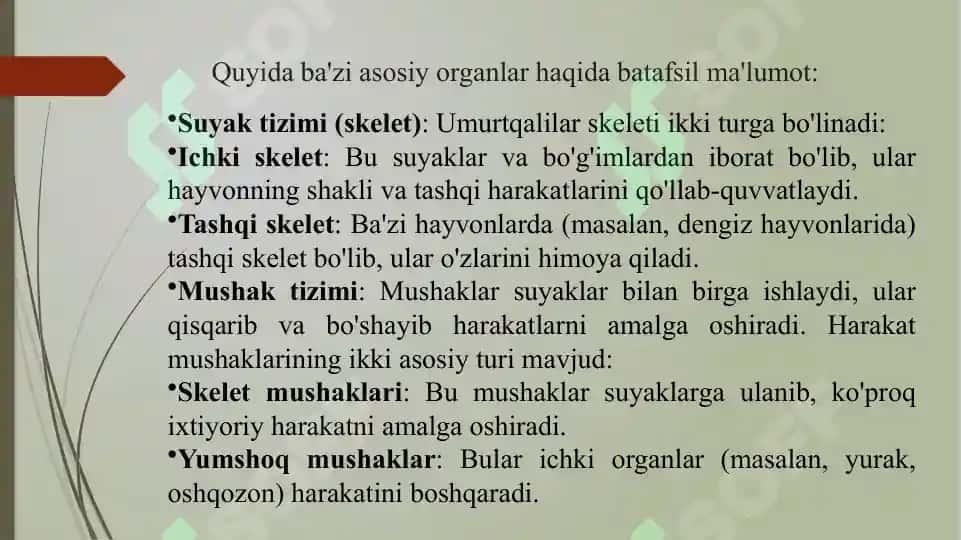 Umurtqalilarning tayanch-harakatorganlari 3
